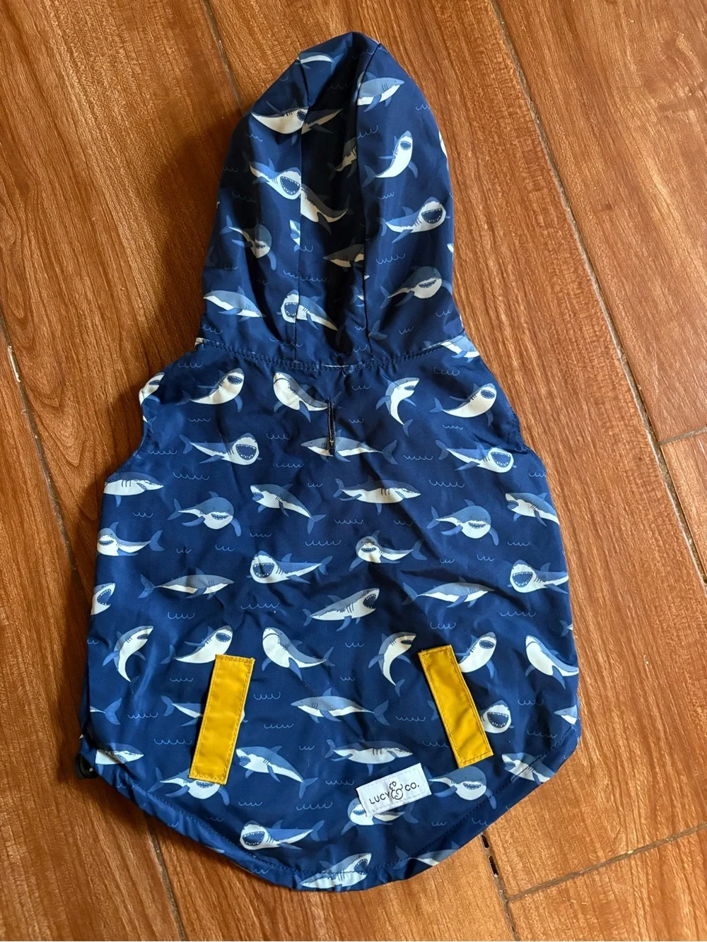 Lucy & Co. Shark Attack Reversible Raincoat for Dogs Size M
